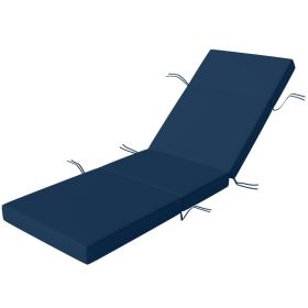 Chaise Lounge Cushion, 4" Thick Outdoor Lounge Chair Cushions with Ties for Patio, 26" x 80 ", Navy Blue