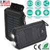 10000Mah Solar Power Bank External Battery Pack Dual Usb Ports Outdoor Charger With Battery Indicators Sos Led Lights Compass Camping Hiking