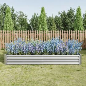 Raised Garden Bed Kit - Metal Raised Bed Garden 7.6x3.7x0.98ft For Flower Planters, Vegetables Herb Silver