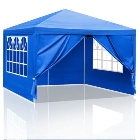10'x10' Gazebo Waterproof Outdoor Canopy Patio Tent Party Tent For Wedding BBQ Cater, Blue