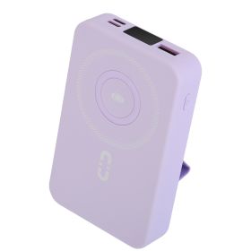 3 In 1 10000Mah Magsafe Fast Charging Power Bank Pd20W Portable Charger With 2 Built In Cables Stand Fit For Ios Phone 16 15 13 Series And More (Color: PURPLE)