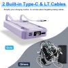 3 In 1 10000Mah Magsafe Fast Charging Power Bank Pd20W Portable Charger With 2 Built In Cables Stand Fit For Ios Phone 16 15 13 Series And More