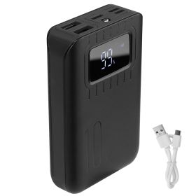 10000Mah Portable Power Bank External Battery Pack Charger Dual Usb Charge Ports With Lcd Display Flashlight Type C Micro Usb Lightning Input Ports (Color: BLACK)