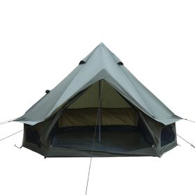 9.8Ft Oxford Bell Tent For Family Camping Spacious Yurt Tent With Stove Jack, 4 Season Glamping Shelter, Waterproof Oxford Hot Tent For 3-4 People (Color: DARKGREEN, size: 9.8FT)