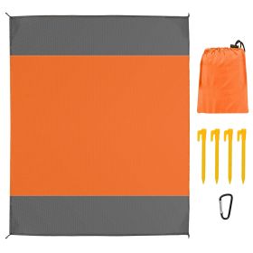 108X96.46In Sand Proof Picnic Blanket Water Resistant Foldable Camping Beach Mat W/ 4 Anchors 1 Carry Bag For 4-6 People (Color: ORANGE, size: L)