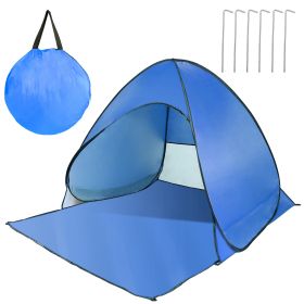 Pop Up Beach Tent Sun Shade Shelter Anti-Uv Automatic Waterproof Tent Canopy For 2/3 Man W/ Net Window Storage Bag For Outdoor Beach Camping Fishing P (Color: Blue)
